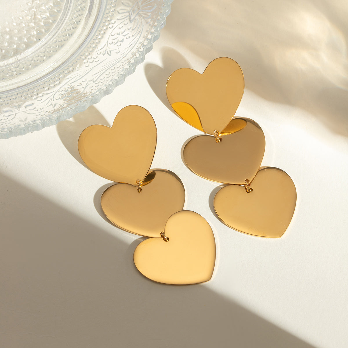 18K Gold-Plated Heart Earrings-BT8D