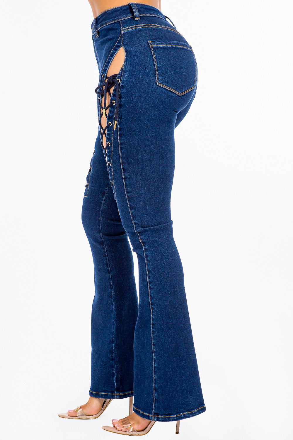 American Bazi High Rise Lace Up Jeans-BT8D