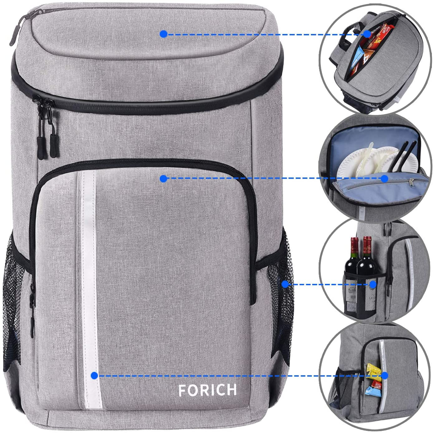 Backpack Cooler Leakproof Insulated Waterproof Backpack Cooler Bag, Lightweight Soft Beach Cooler Backpack for Men Women to Work Lunch Picnics Camping Hiking, 30 Cans-BT8D