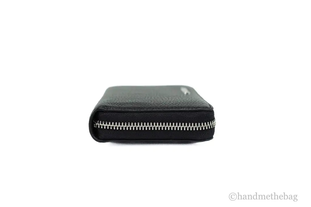 Michael Kors Jet Set Travel Large Black Leather Silver Continental Wrist Wallet