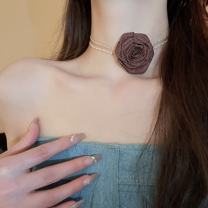3D Rose Alloy Buckle Necklace-BT8D