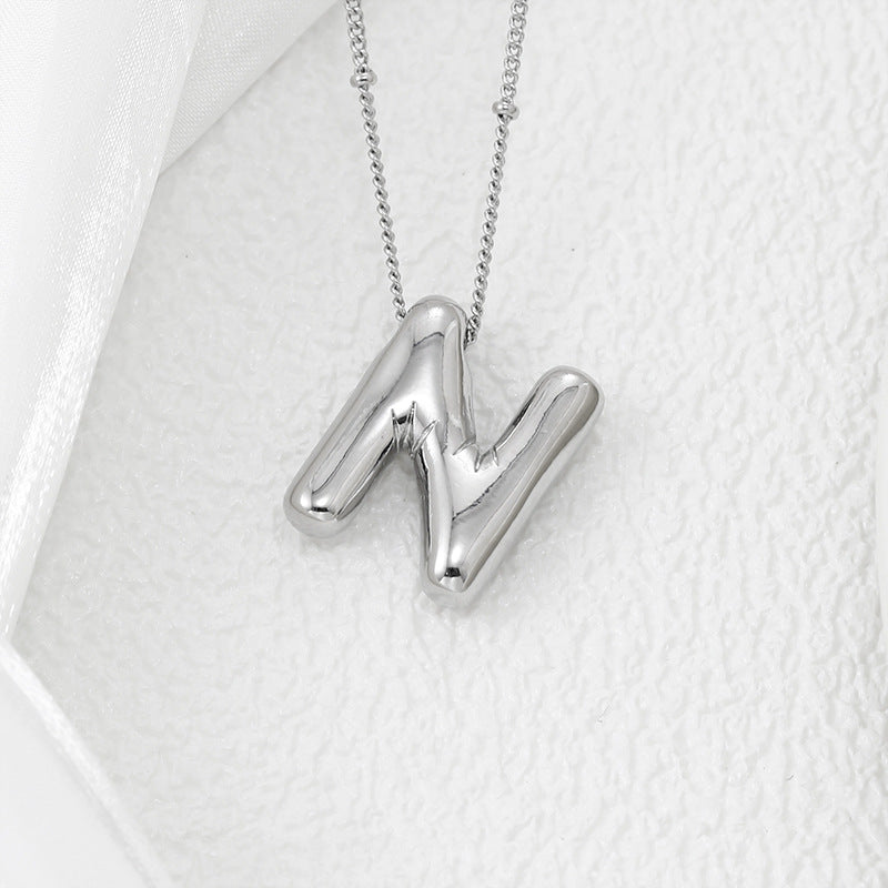 Copper Bubble Letter Pendant Necklace-BT8D