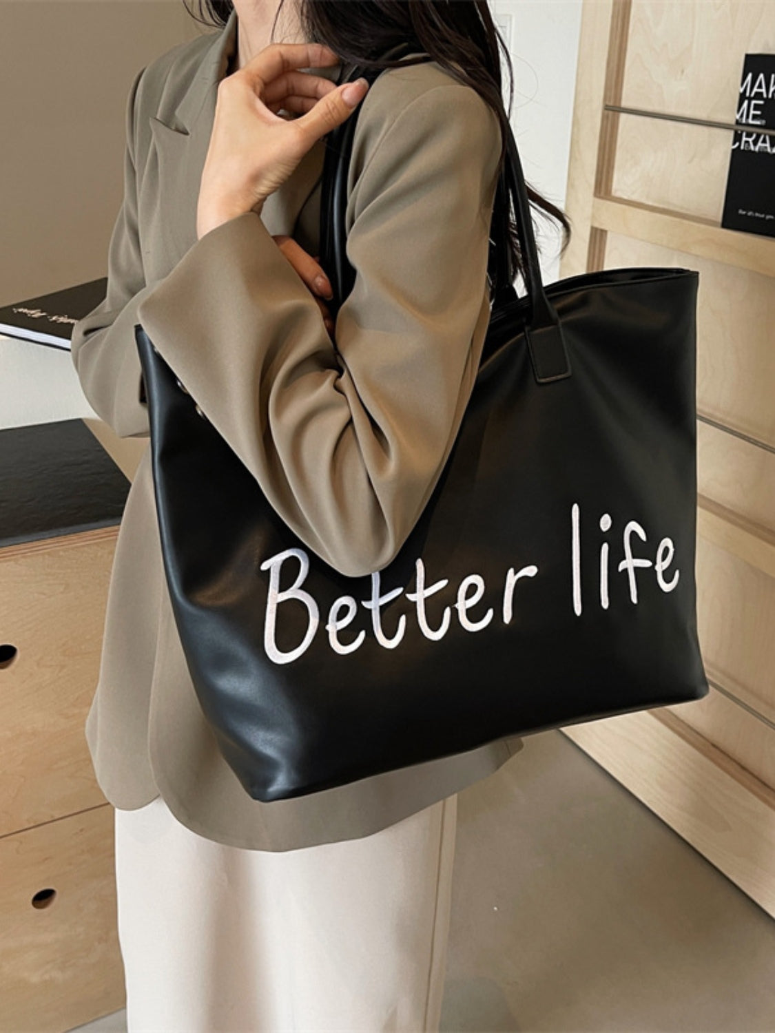BETTER LIFE PU Leather Tote Bag-BT8D
