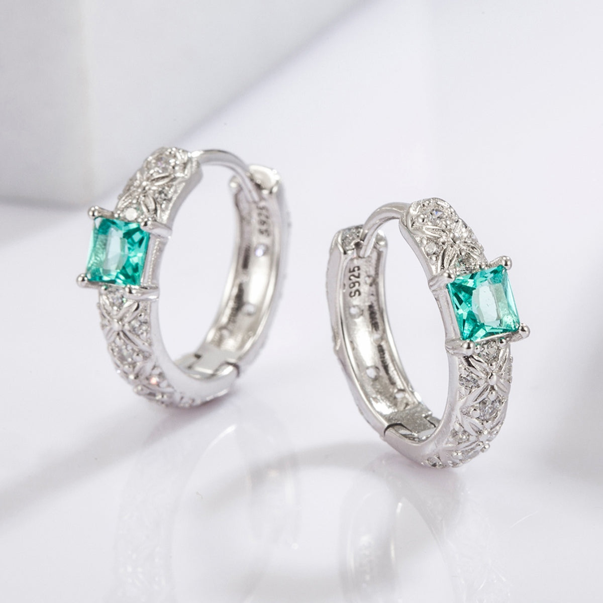 925 Sterling Silver Inlaid Zircon Earrings-BT8D