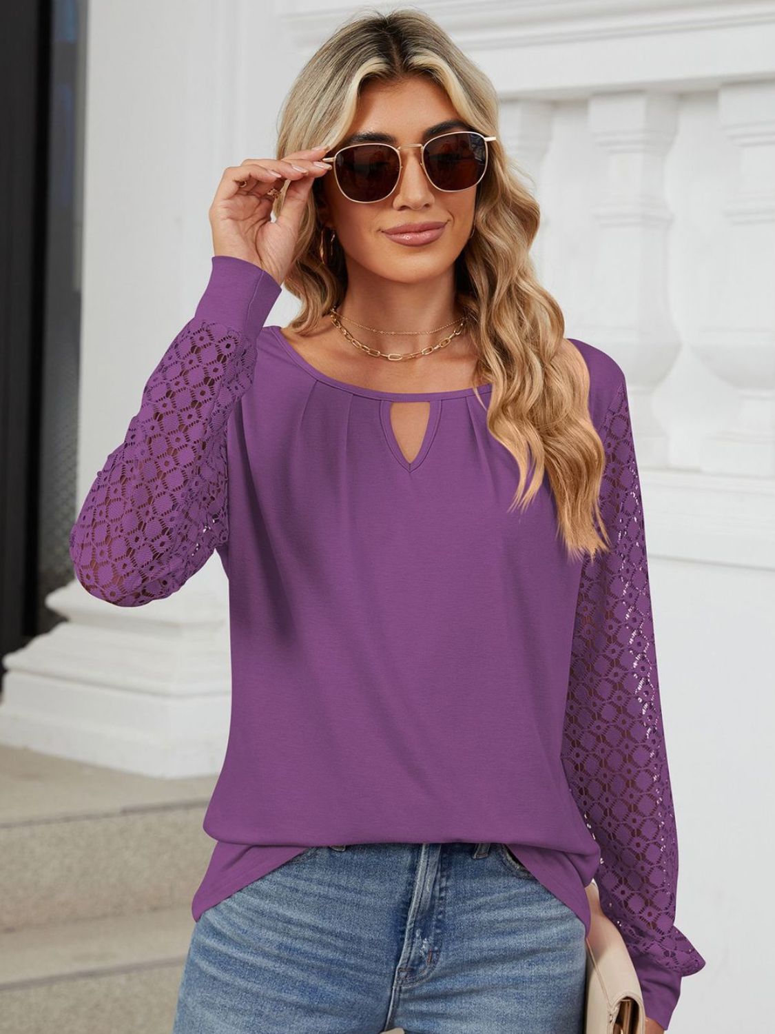 Cutout Round Neck Long Sleeve T-Shirt-BT8D