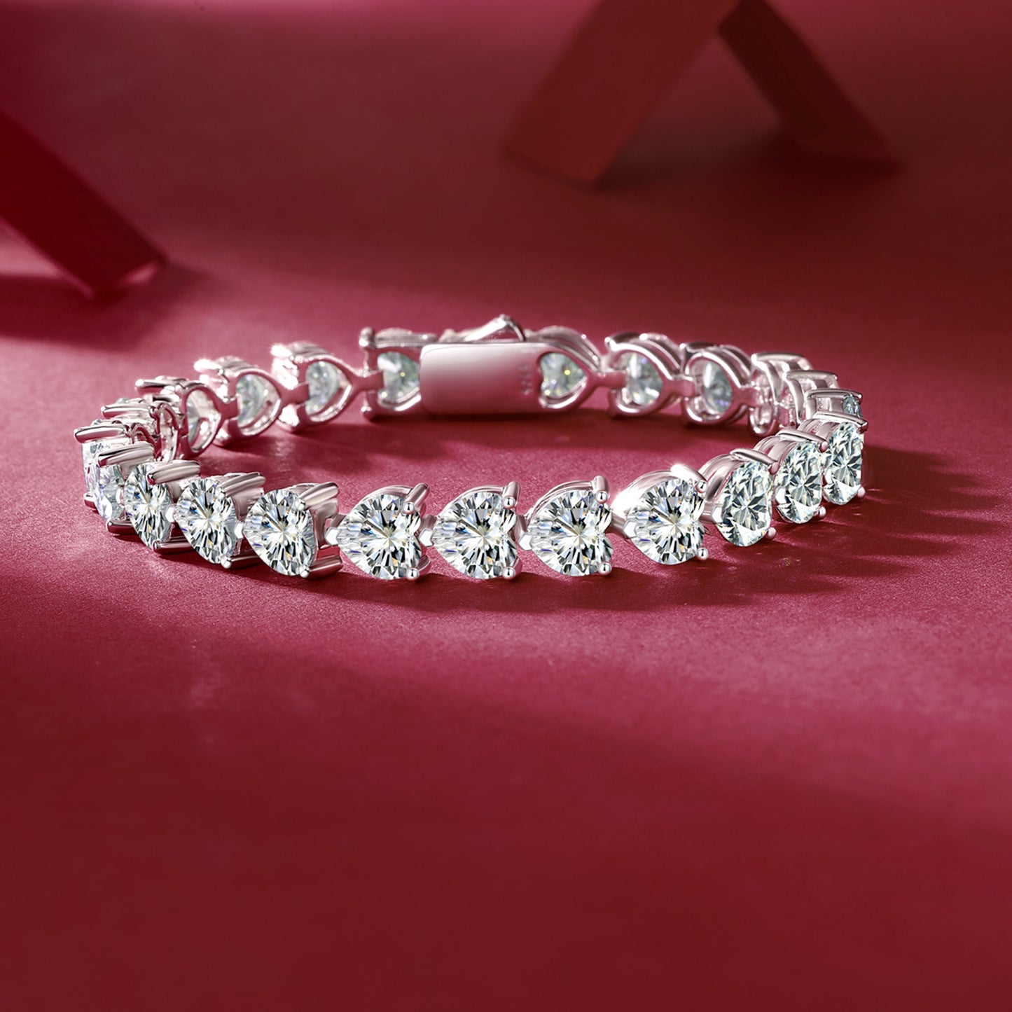 24 Carat Moissanite 925 Sterling Silver Heart Bracelet-BT8D