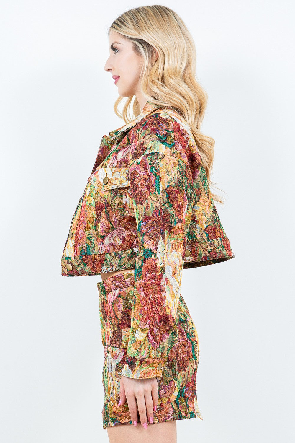 American Bazi Jacquard Cargo Cropped Jacket-BT8D