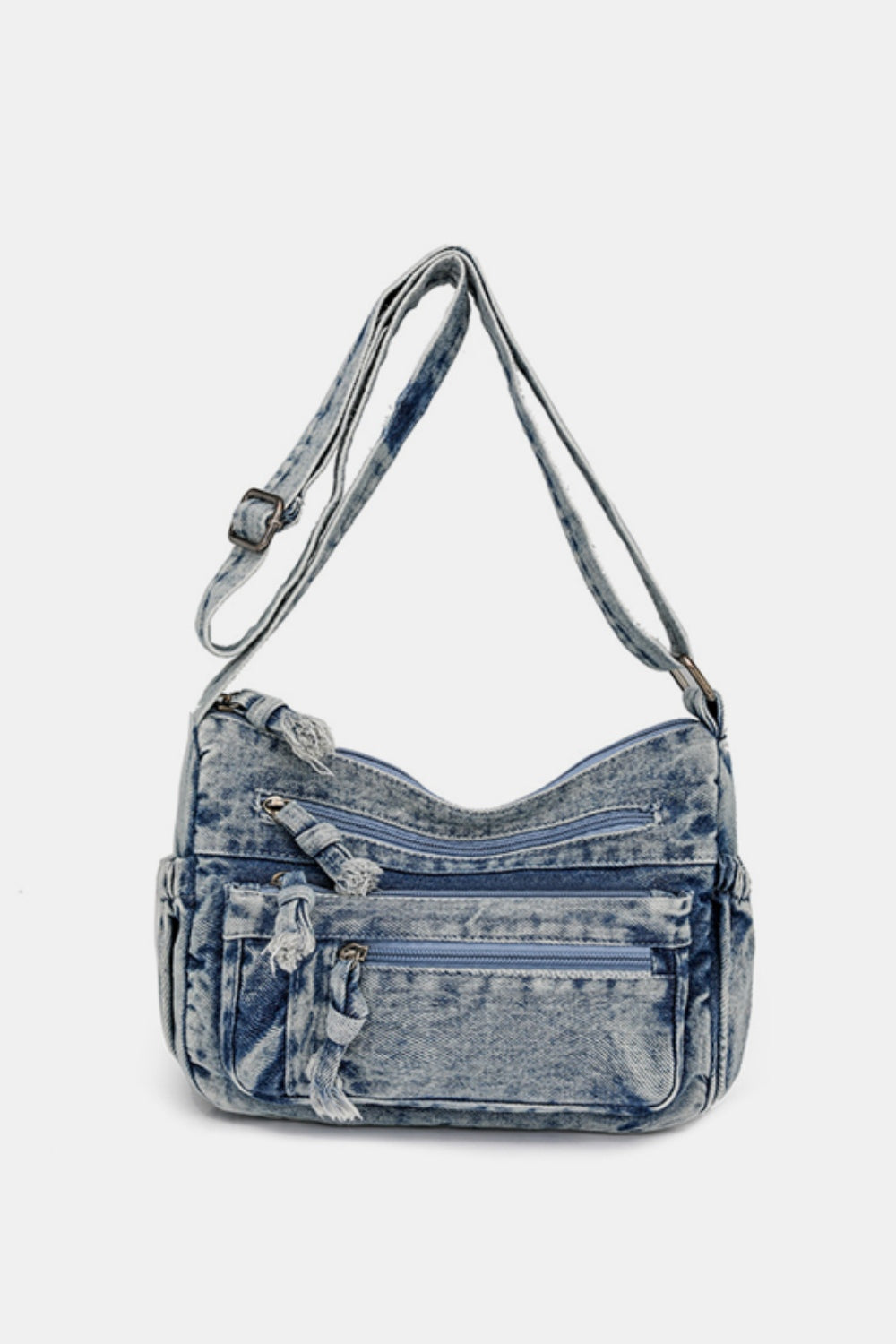 Adjustable Strap Denim Crossbody Bag-BT8D