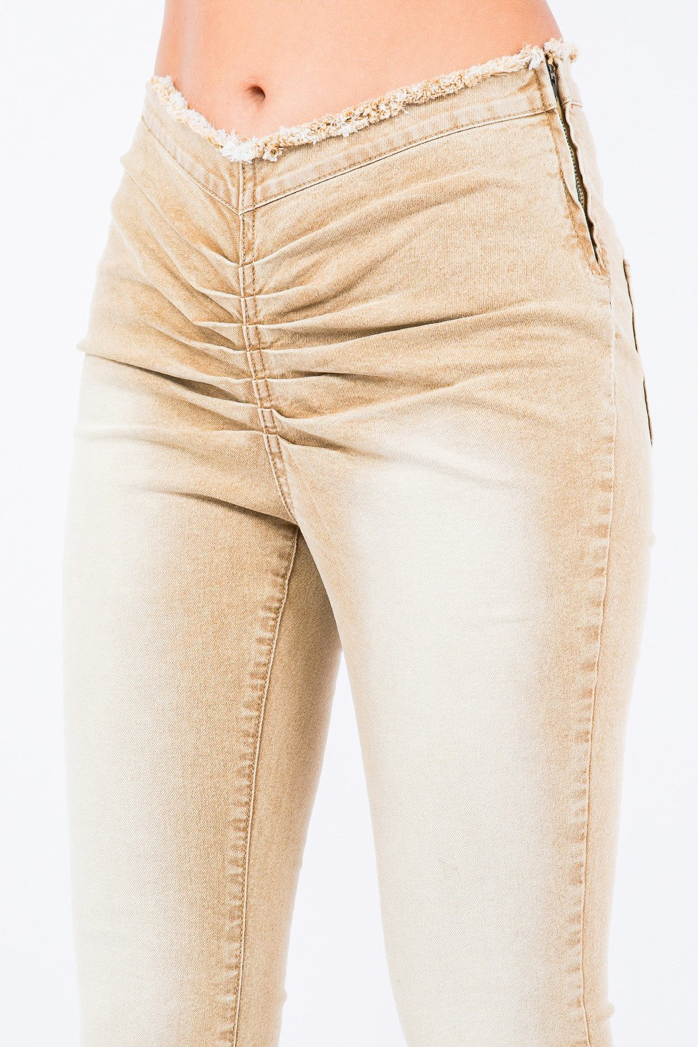 American Bazi V-Cut Ruched Flare Pants-BT8D