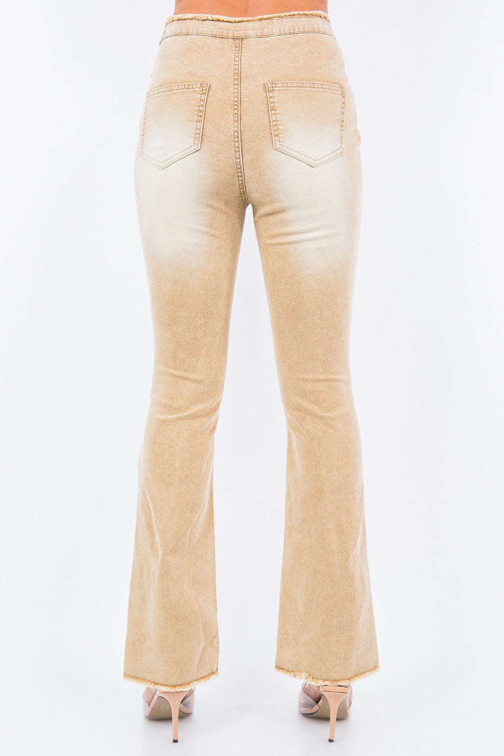 American Bazi V-Cut Ruched Flare Pants-BT8D