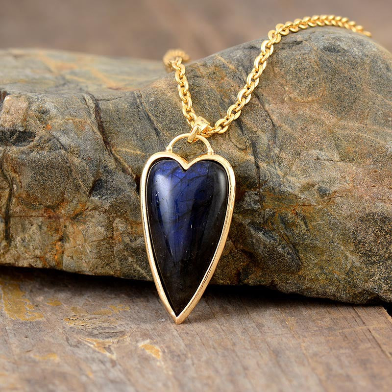 Copper Labradorite Heart Shape Necklace-BT8D