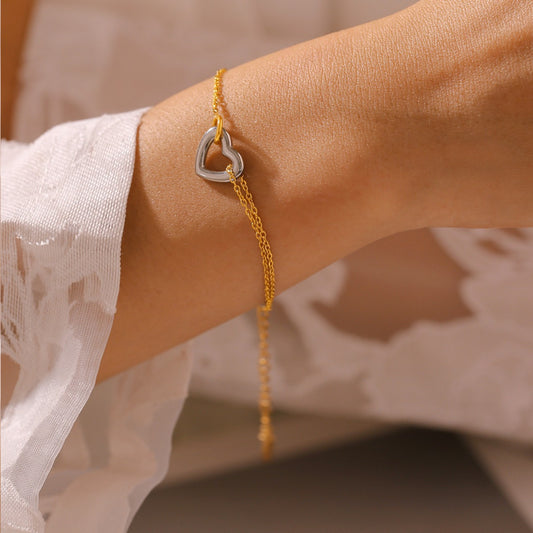 18K Gold-Plated Heart Bracelet-BT8D