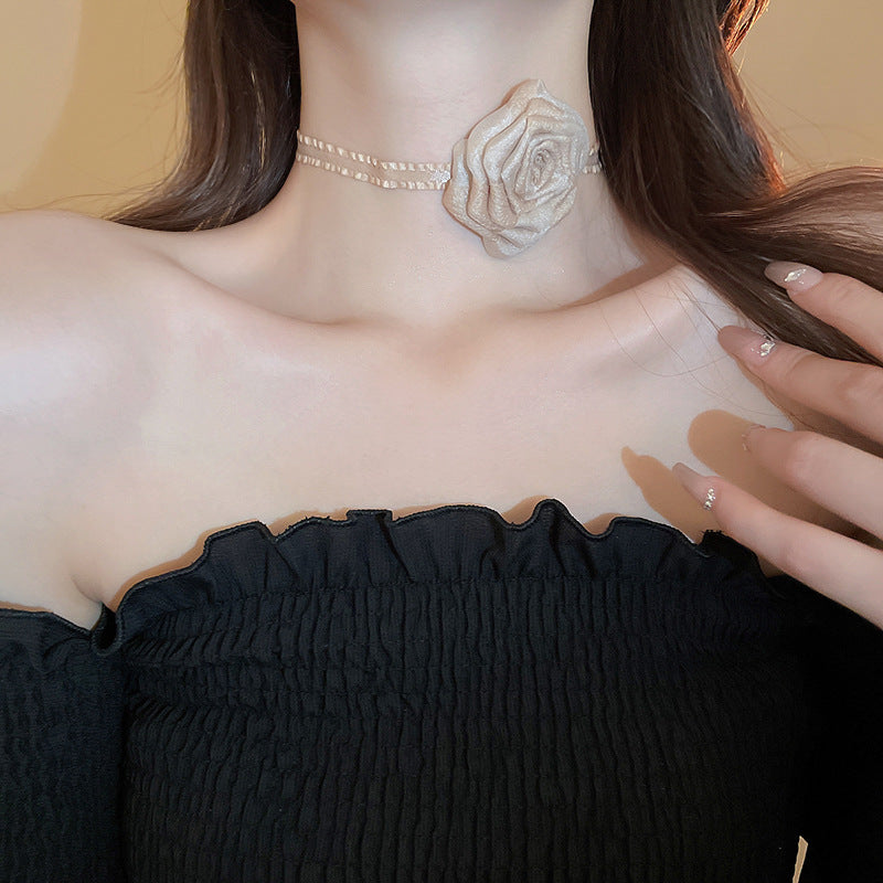 3D Rose Alloy Buckle Necklace-BT8D