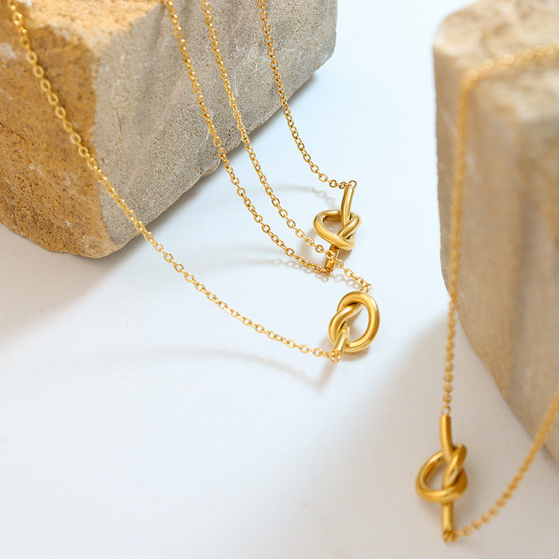 18K Gold-Plated Titanium Steel Knot Necklace-BT8D