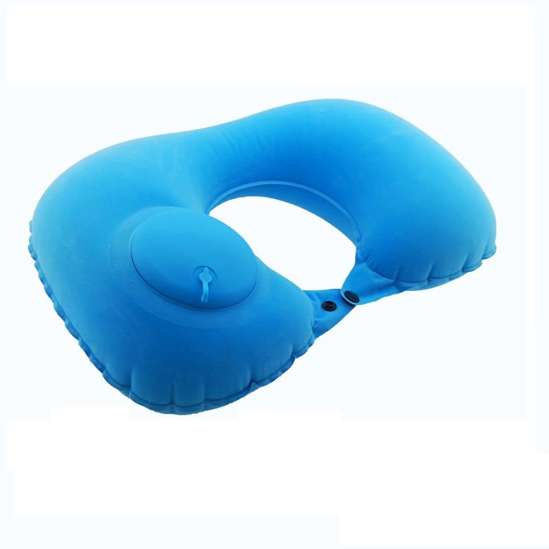 U-Shape Pillow Inflatable Blowing Neck Protection Pillow Afternoon Nap Pillow Aircraft Portable Travel Press Type Handy Gadget Travel Three Pieces