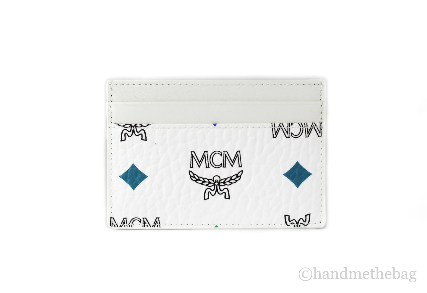 MCM Spectrum White Blue Visetos Leather Card Case