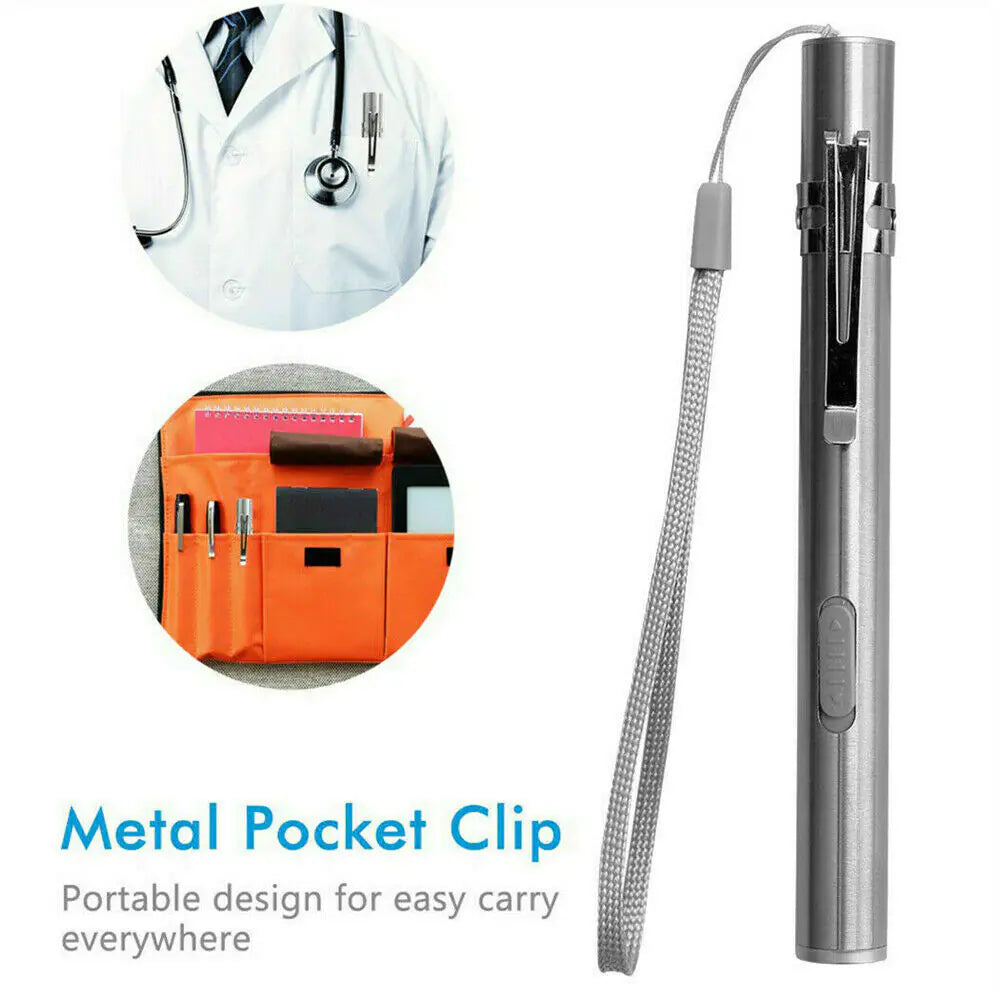 5" LED USB Rechargeable Mini Tactical Flashlight Stainless Steel Torch Pen Light-BT8D