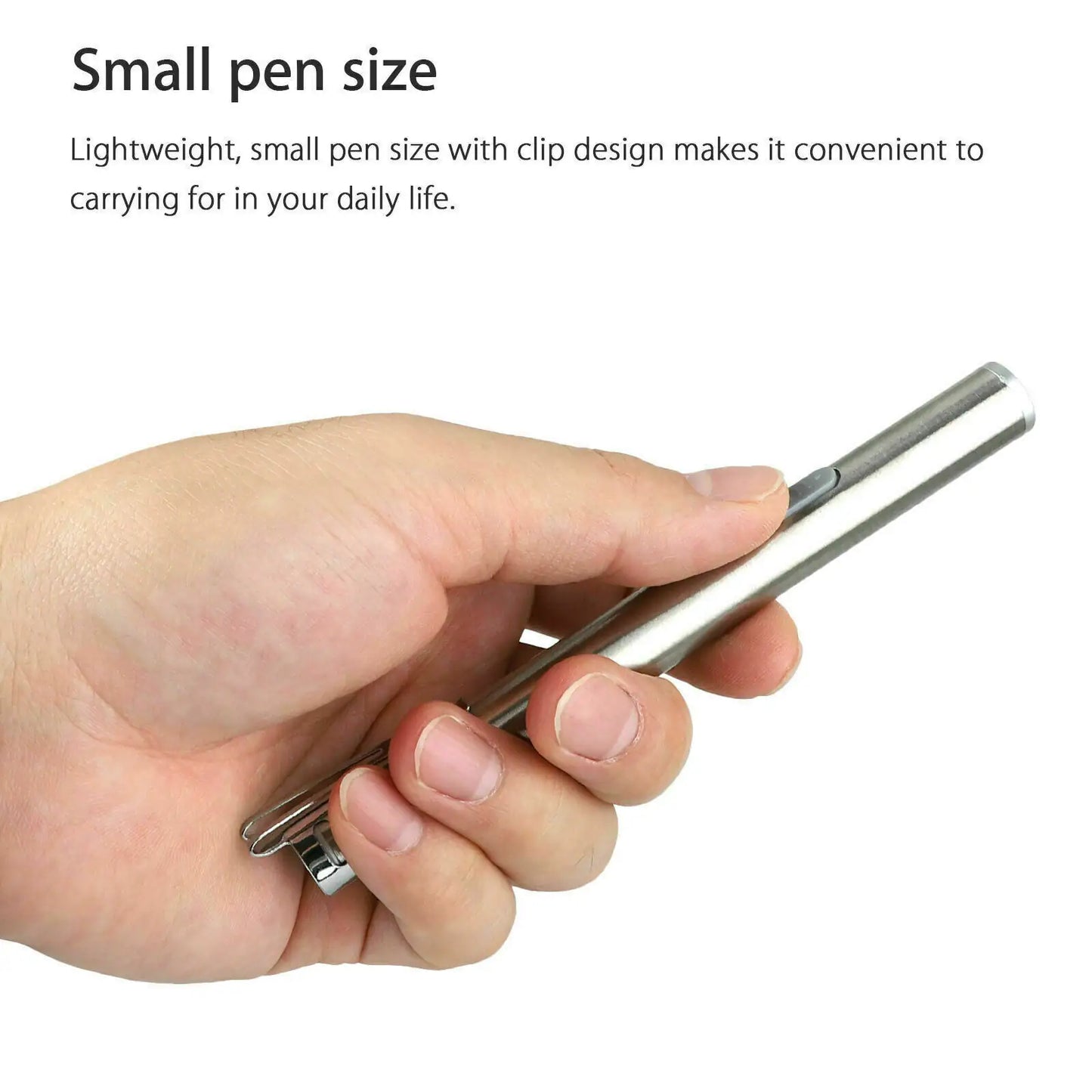 5" LED USB Rechargeable Mini Tactical Flashlight Stainless Steel Torch Pen Light-BT8D