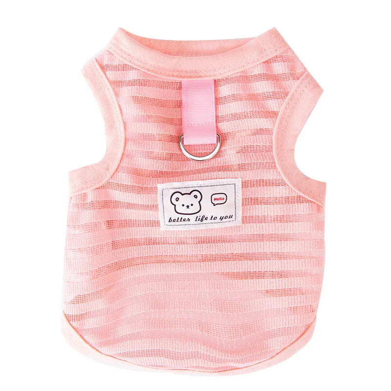 Spring and Summer Pet Feet Breathable Lightweight Hollow Striped Pulling Dog Vest Cat Teddy Dog Clothes Cooling Vest for Dogs