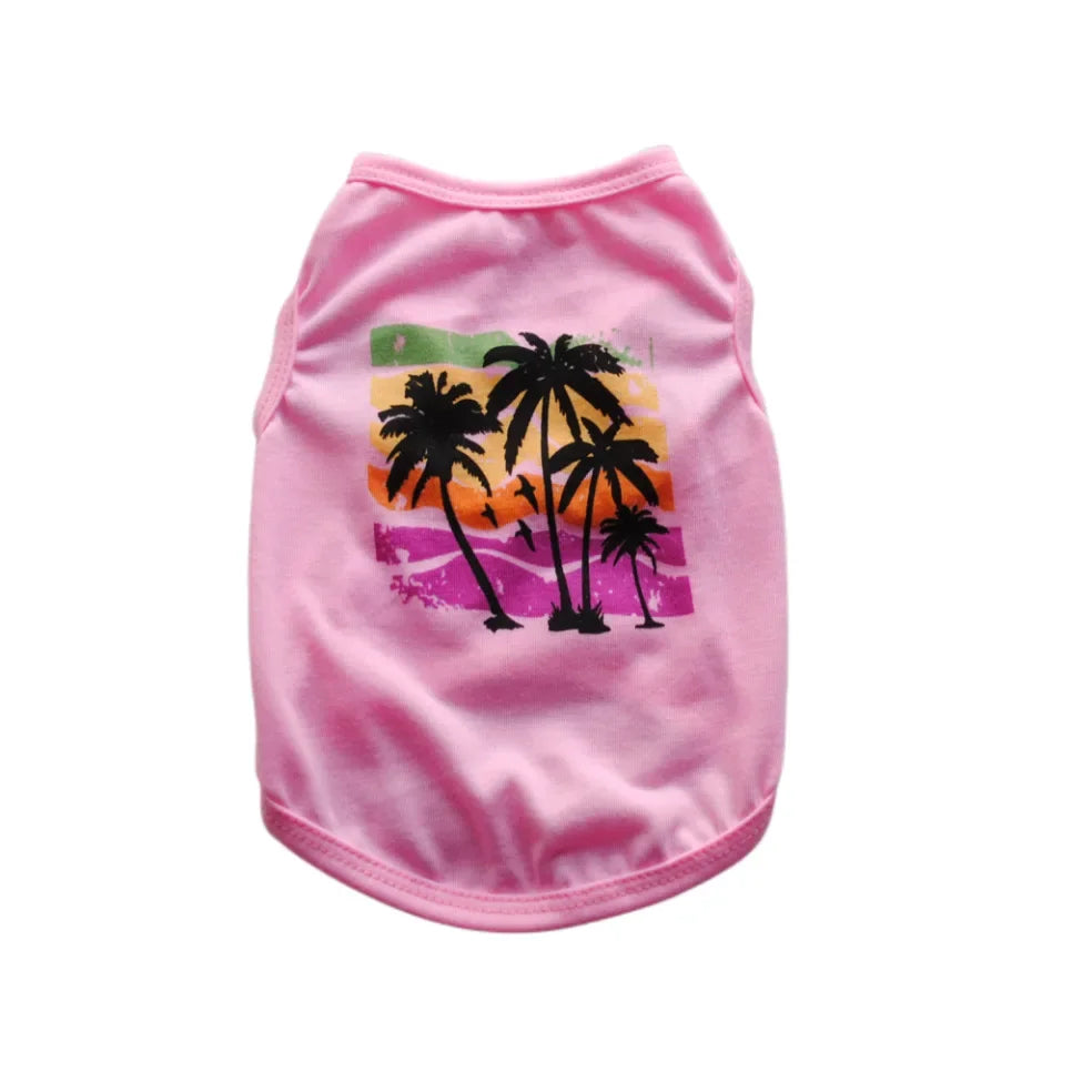 2023 New Arrival Summer Beach Style Puppy Dog T-Shirt Cheap Breathable Cotton Pet Dog Clothes for Small Dog Vest Pet Supply-BT8D