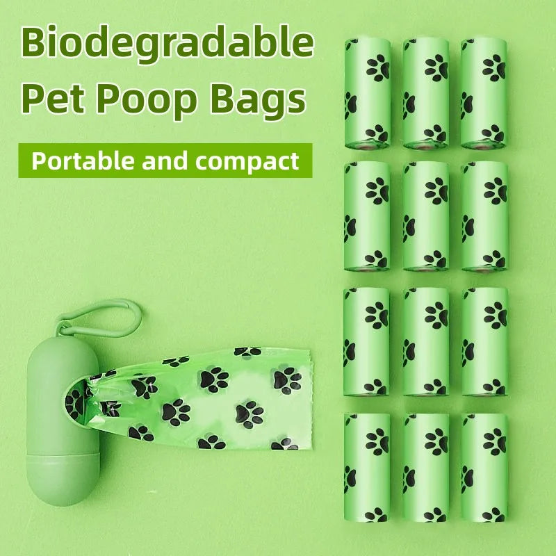 Biodegradable Pet Waste Bags Thickened Portable Printed Dog Poop Bags Eco-friendly Outdoor Pet Poop Pickup Bags with Organizer-BT8D