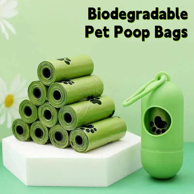 Biodegradable Pet Waste Bags Thickened Portable Printed Dog Poop Bags Eco-friendly Outdoor Pet Poop Pickup Bags with Organizer-BT8D