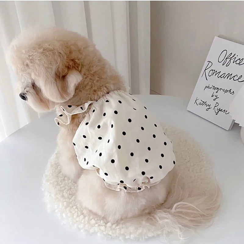 Cute Pet Dog Dress Dot Dog Summer Clothes Puppy Skirt Chihuahua Bichon French Bulldog Clothing Thin Girl Dog Costume Cat Dresses-BT8D