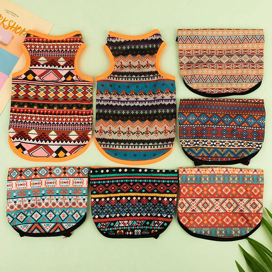 Bohemian Style Dogs T-shirt Soft Dogs Cats Vest For Summer Puppy Clothes York French Bulldog T-Shirt Dog Pullover Pet Costumes-BT8D