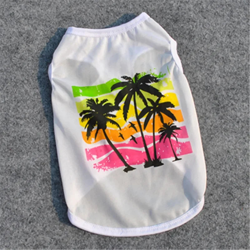 2023 New Arrival Summer Beach Style Puppy Dog T-Shirt Cheap Breathable Cotton Pet Dog Clothes for Small Dog Vest Pet Supply-BT8D