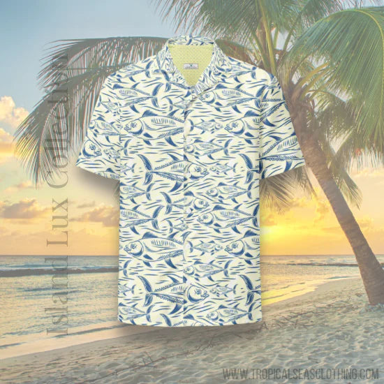 Bonito Island Hawaiian Button Shirt: Dive into Tuna Mayhem!-BT8D