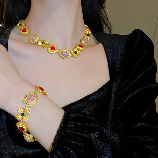 Copper Inlaid Rhinestone Vintage Bracelet-BT8D