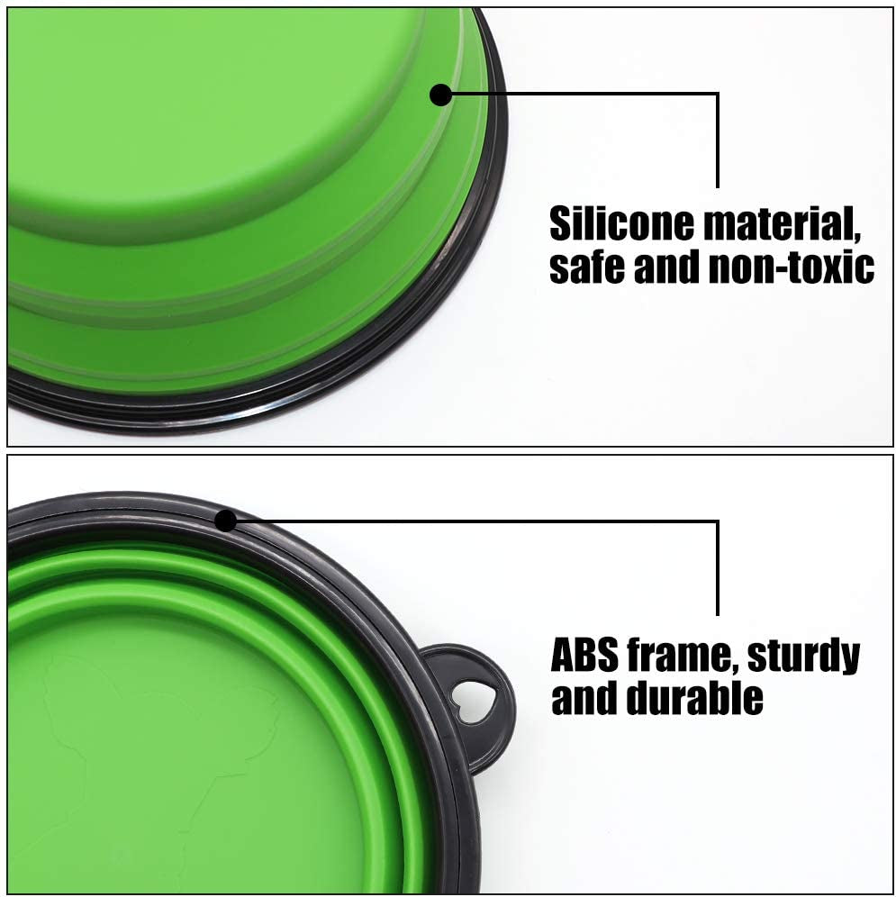 Collapsible Dog Bowl Portable Foldable Dog Travel Bowls Pets Cats Puppies Water Feeding Bowls for Walking Camping Outdoors (Large, Green)-BT8D
