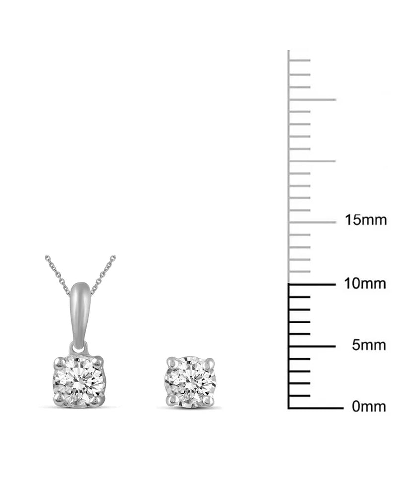 2-Pc. Set Diamond Solitaire Pendant Necklace & Matching Stud Earrings (5/8 Ct. T.W.) in 14K Gold-BT8D