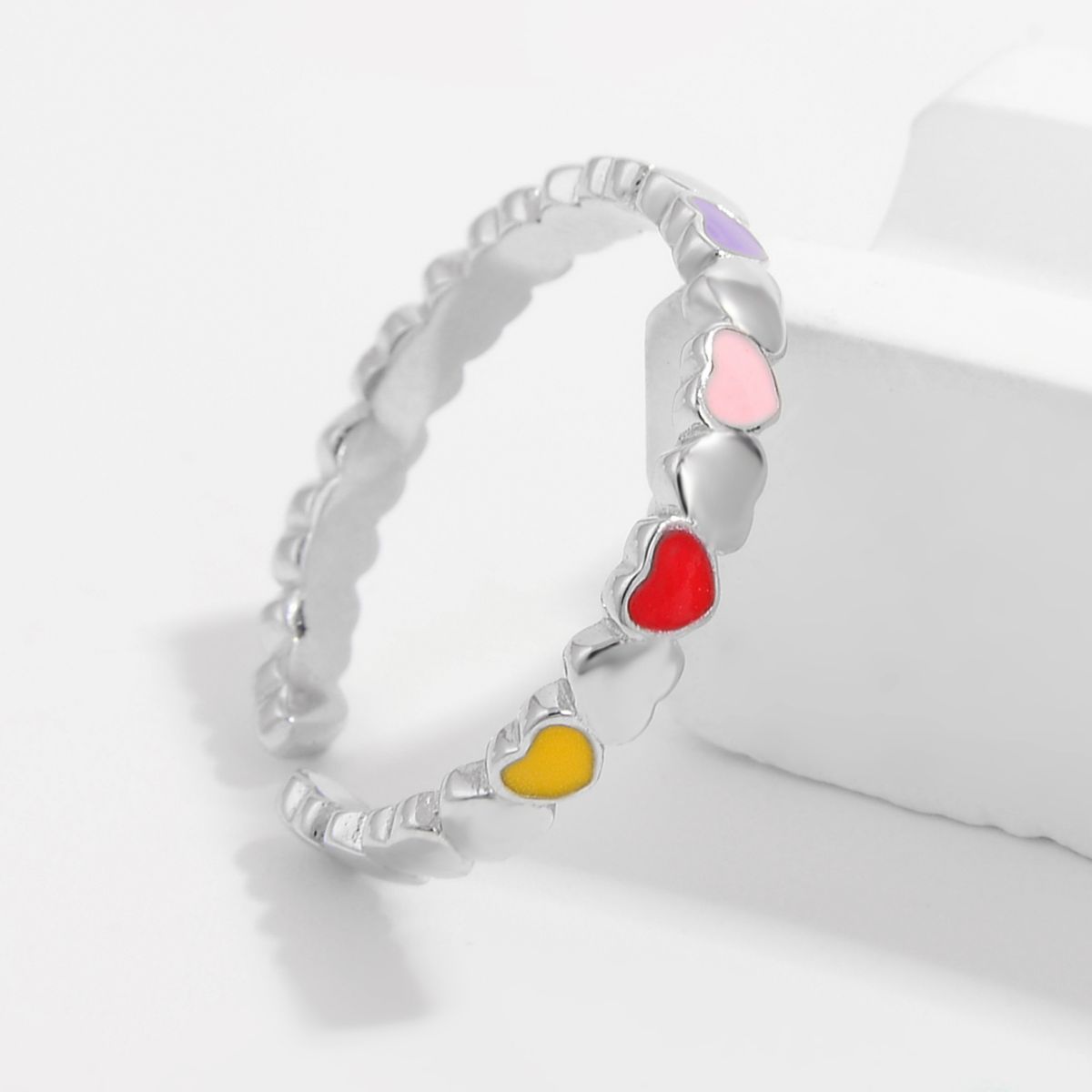 925 Sterling Silver Drip Oil Heart Ring-BT8D