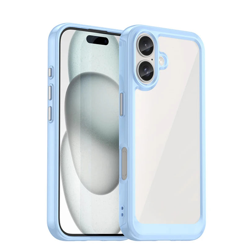 For 16 Case 16 plus Pro Max Cover Luxury Clear PC Shockproof Silicone Protective Phone Back Cover for 16