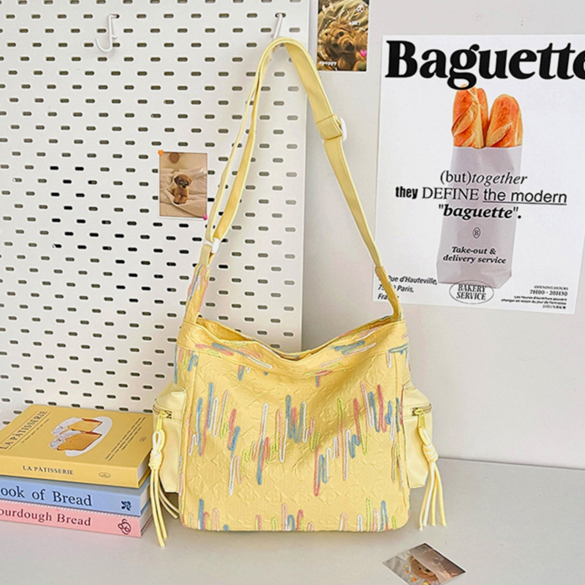 Contrast Texture Shoulder Bag-BT8D