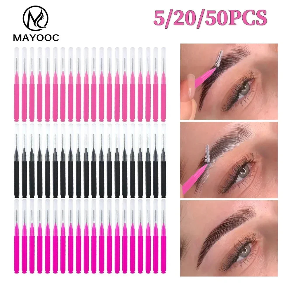 5/10/50PCS Mini Eyebrow Brush Brow Perm Brush Disposable Brow Lifting Brushes Bendable Micro Eyelash Brush Applicators Tools-BT8D
