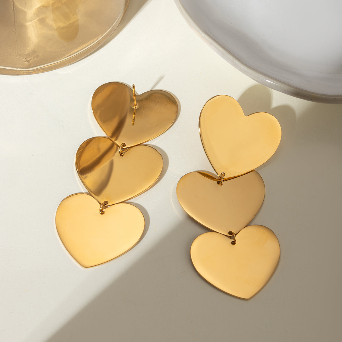 18K Gold-Plated Heart Earrings-BT8D
