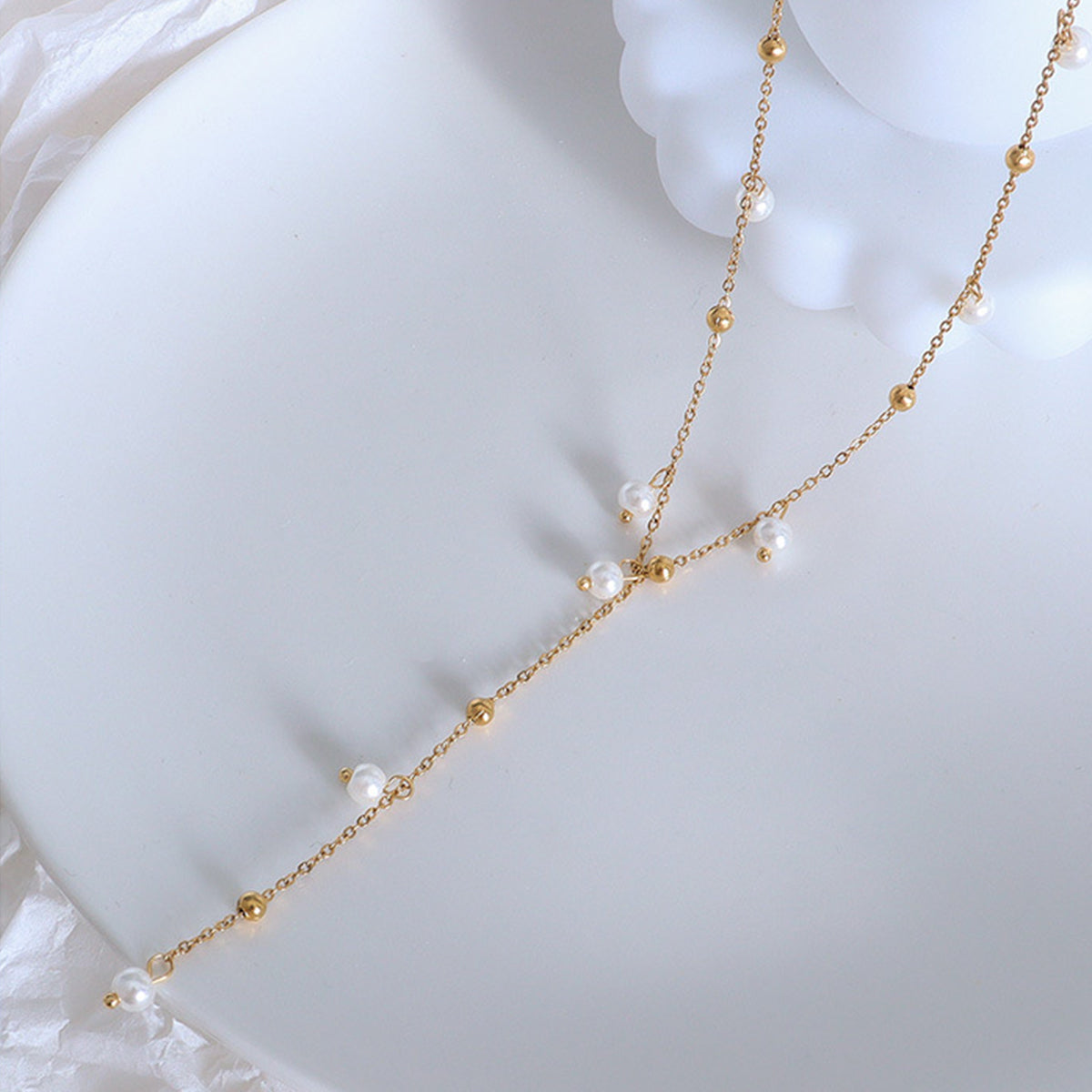 18K Gold-Plated Pearl Drop Necklace-BT8D