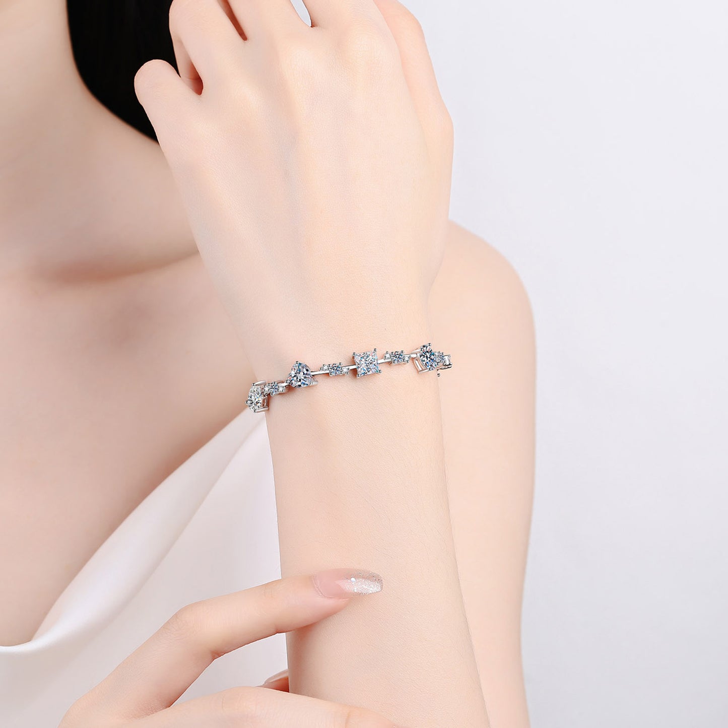 6.2 Carat Moissanite 925 Sterling Silver Bracelet-BT8D