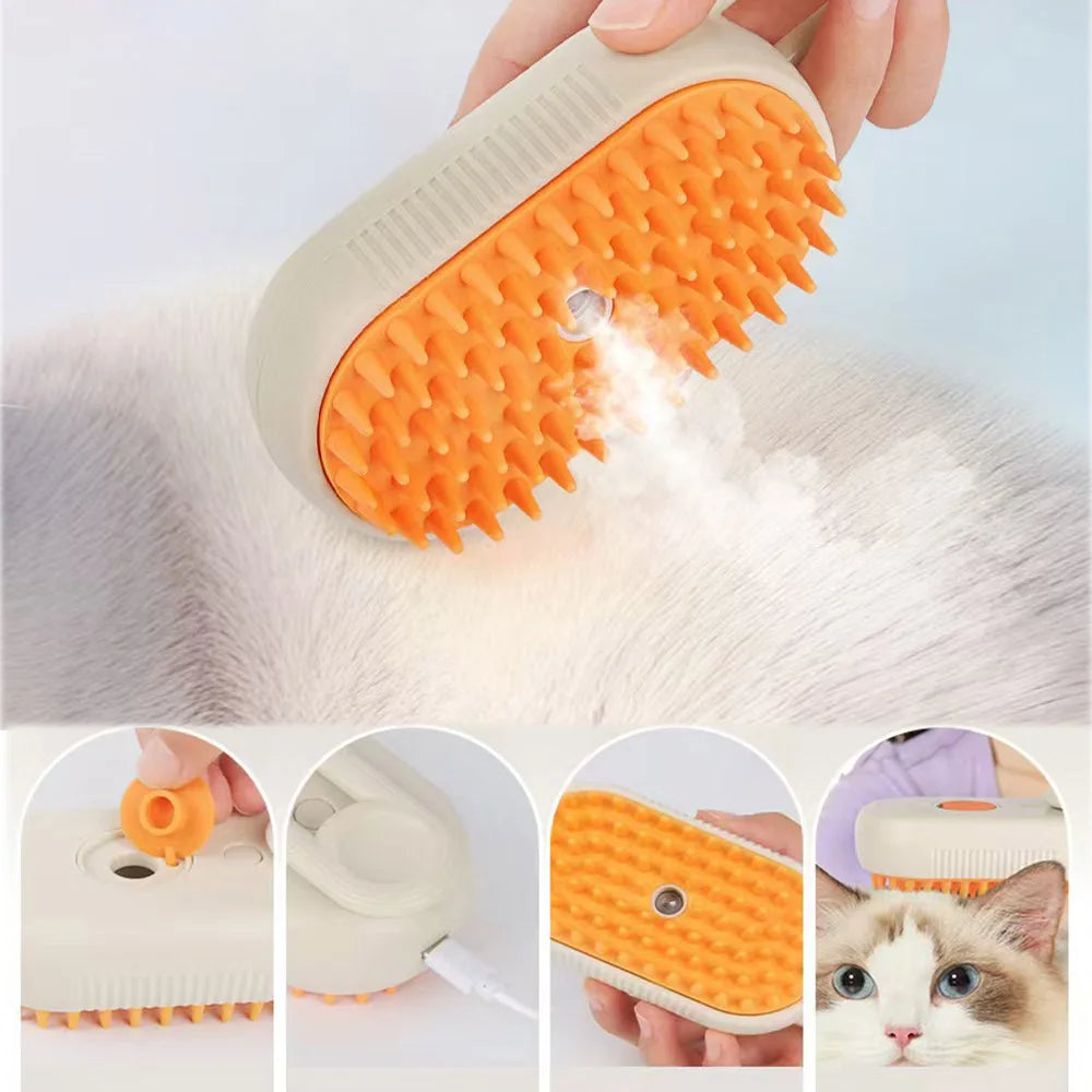 Cat Steam Brush Steamy Dog Brush 3 in 1 Electric Spray Cat Hair Brushes for Massage Pet Grooming Comb Hair Removal Combs-BT8D