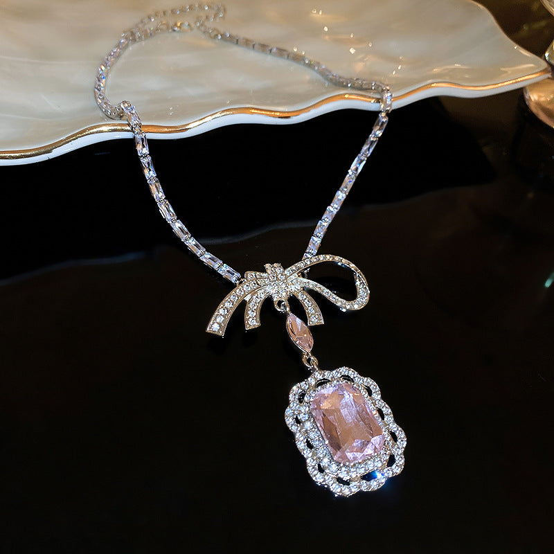 Alloy Crystal Geometric Pendant Necklace-BT8D