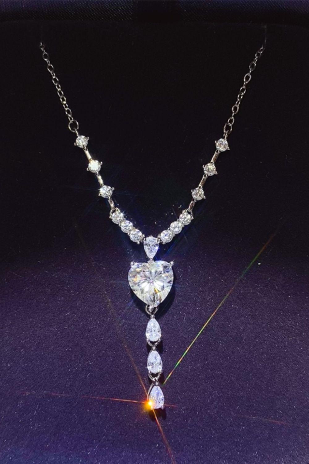 3 Carat Moissanite 925 Sterling Silver Drop Necklace-BT8D