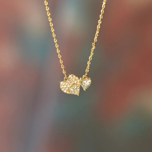 18K Gold-Plated 925 Sterling Silver Zircon Heart Necklace-BT8D