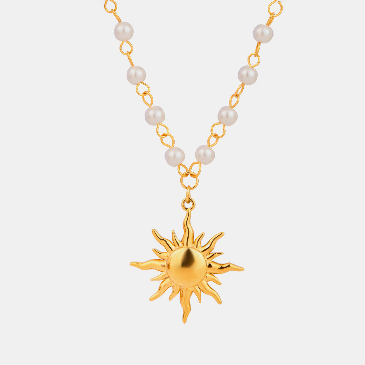18K Gold-Plated Pearl Sun Necklace-BT8D