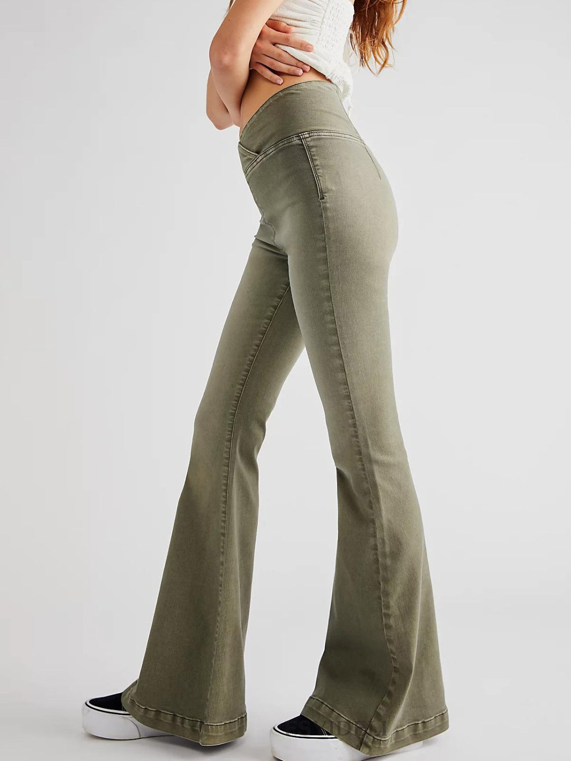 Asymmetric Waist Flare Jeans-BT8D