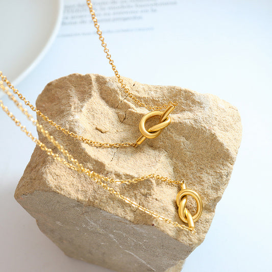 18K Gold-Plated Titanium Steel Knot Necklace-BT8D