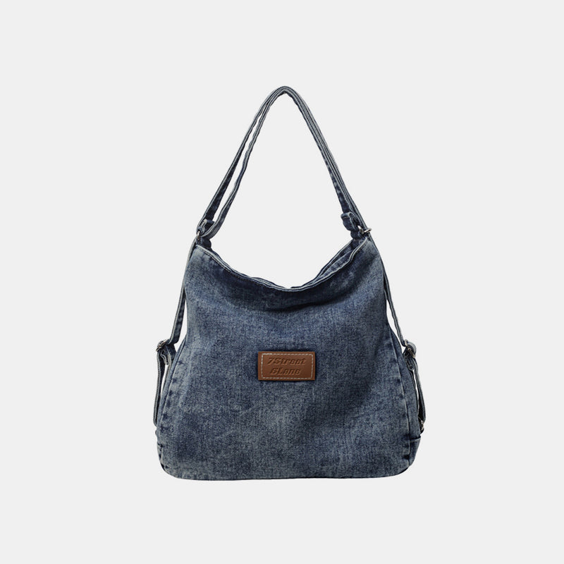 Adjustable Strap Denim Shoulder Bag-BT8D