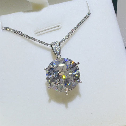 10 Carat Moissanite 925 Sterling Silver Pendant Necklace-BT8D