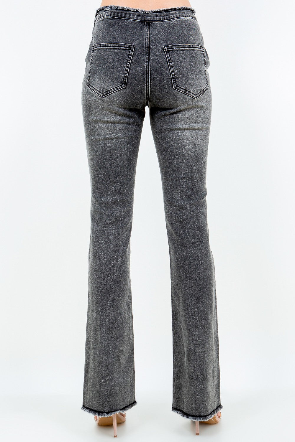 American Bazi V-Cut Ruched Flare Pants-BT8D